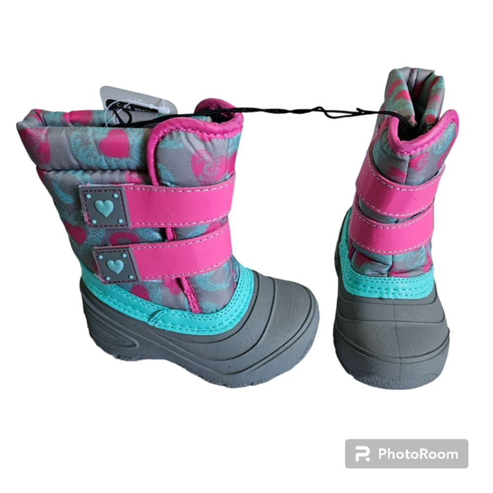 NWT - Pink & Aqua Hearts Toddler Winter Boots